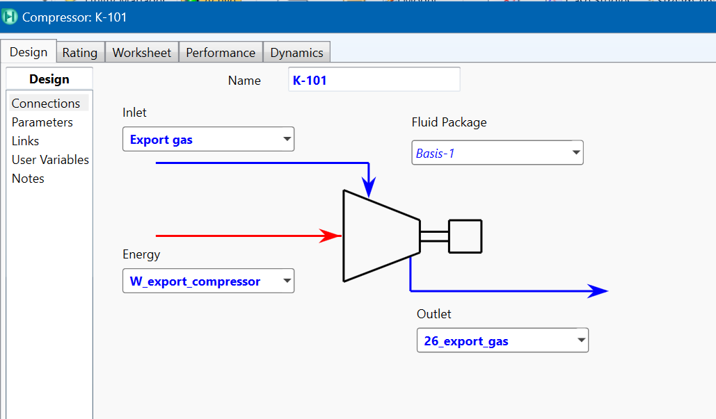 Adding compressor to flowsheet